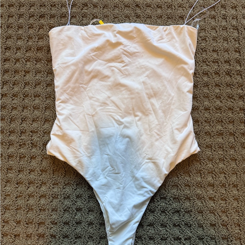 Meshki white spaghetti strap bodysuit